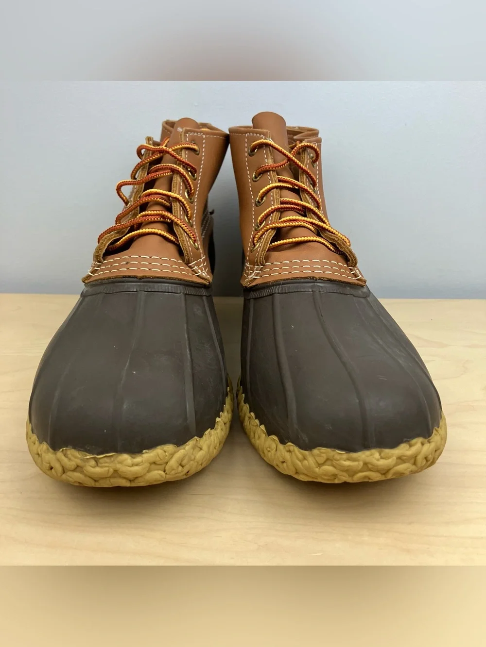 L.L. Bean Men’s Size 14.0 M Duck Boots Brown Leather Unlined Lace Up Classic